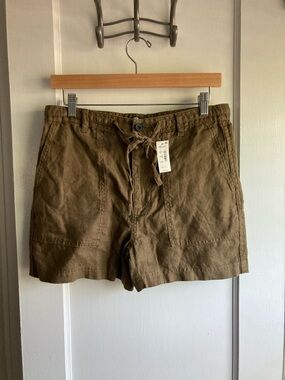 NWT 100% Linen Madewell Olive Green Shorts